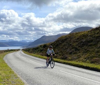 Judith and Peter Derbyshire Cycling on the  tour with redspokes